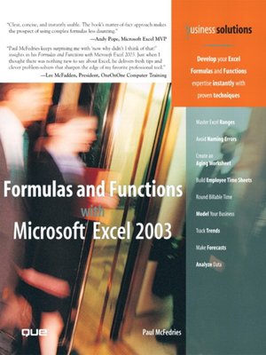 cover image of Formulas and Functions with Microsoft Excel 2003